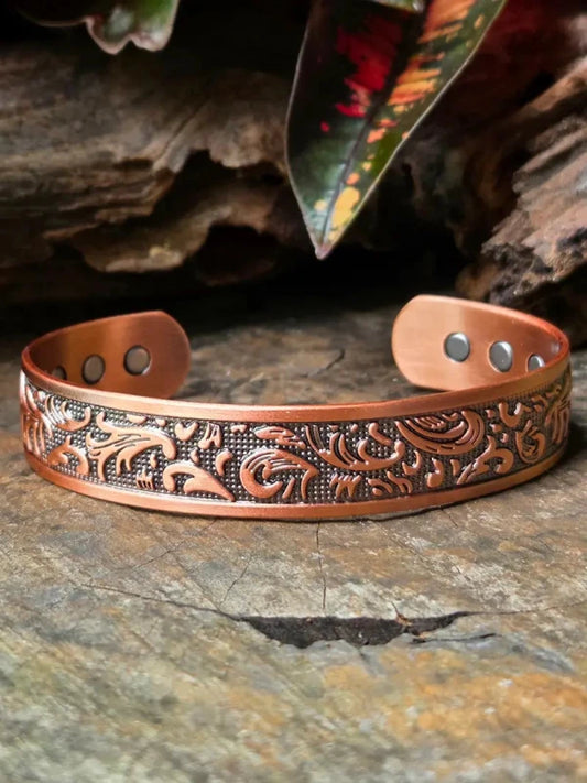 Pure Copper Bracelet Magnetic - Floral - Jewellery Australia
