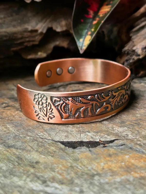 Pure Copper Bracelet Magnetic - Floral - Jewellery Australia