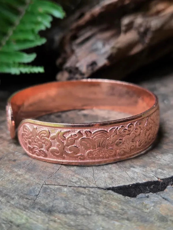 Pure Copper Cuff Bracelet - Floral - Jewellery Australia