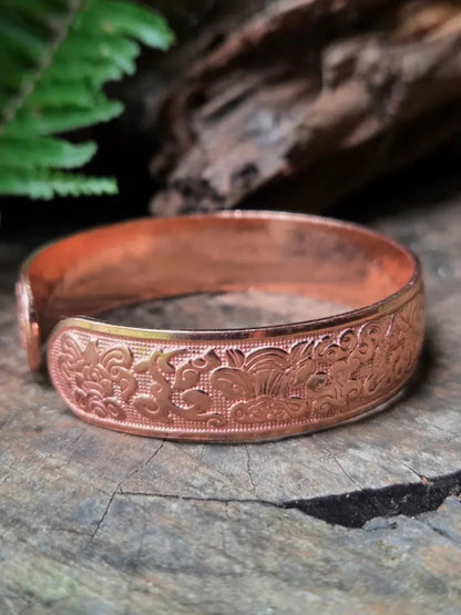 Pure Copper Cuff Bracelet - Floral - Jewellery Australia