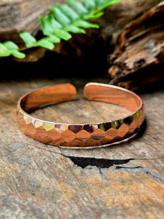 Pure Copper Cuff Bracelet - Hammered - Jewellery Australia