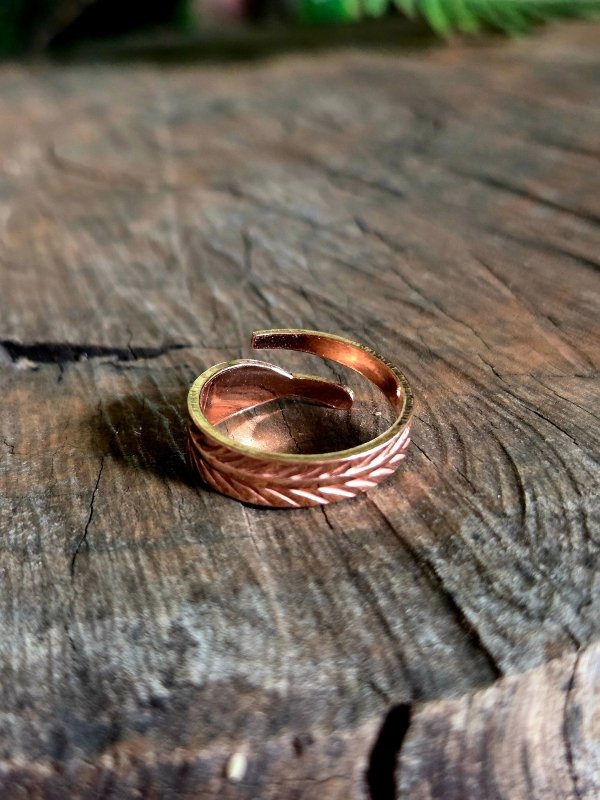 Pure Copper Ring - Feather/Leaf - Copper Australia