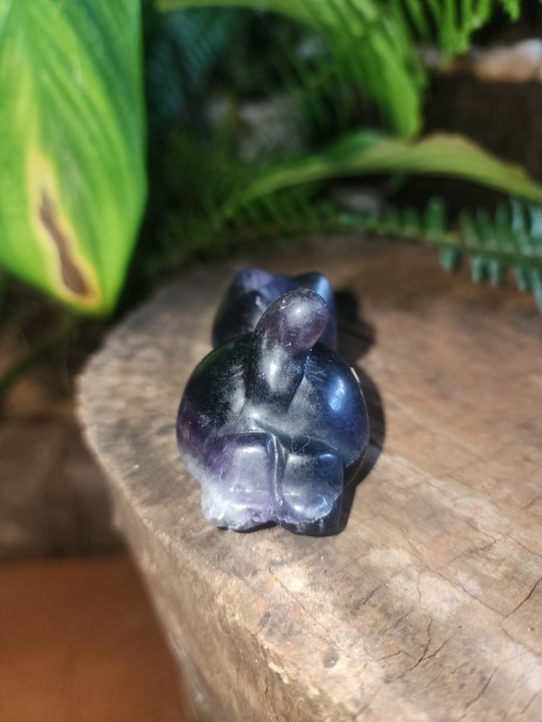 Purple Fluorite Crystal Cat Carving - Crystals Australia