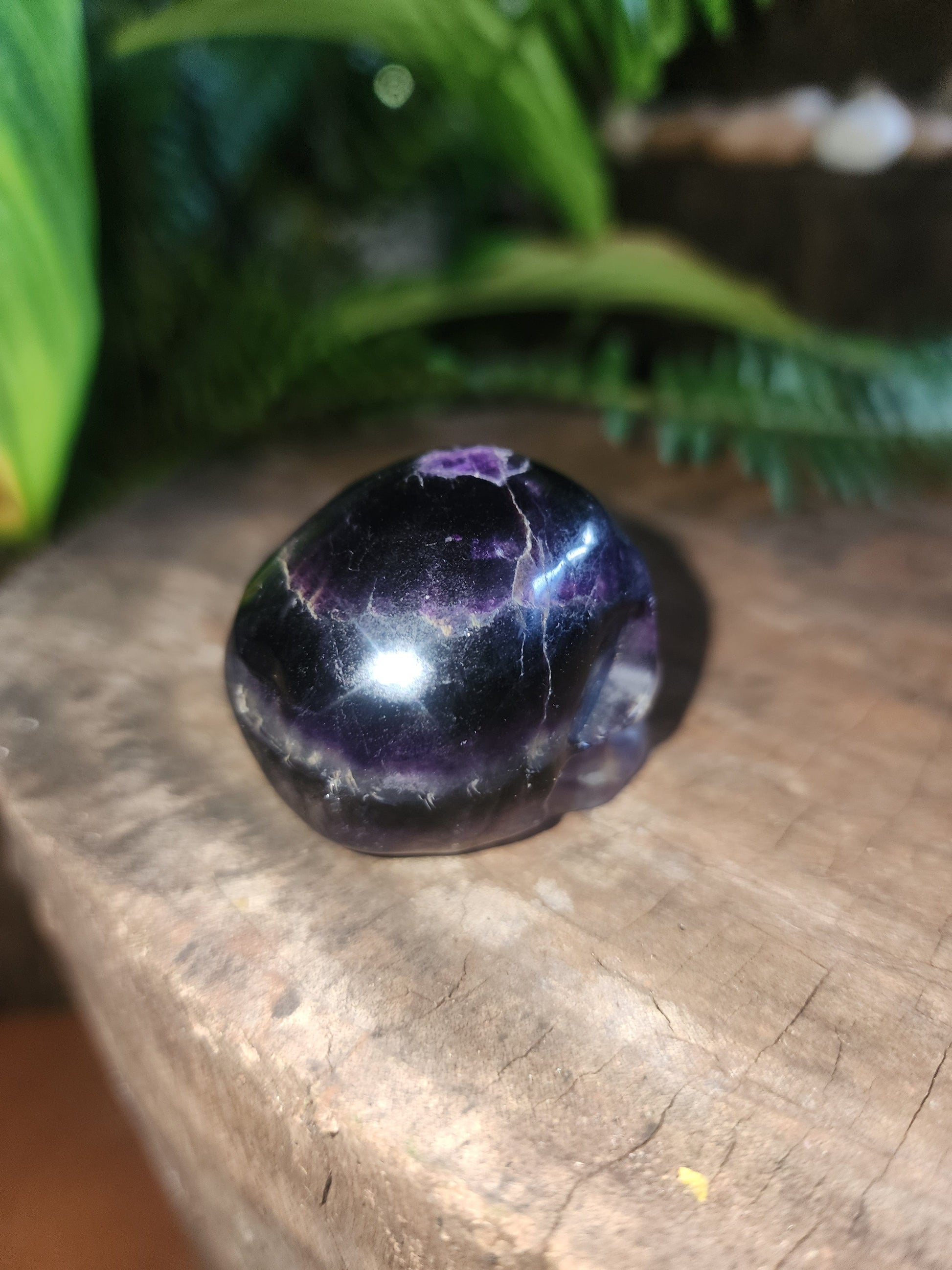 Crystals Purple Fluorite Skull Carving