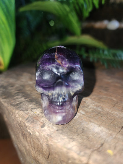 Crystals Purple Fluorite Skull Carving