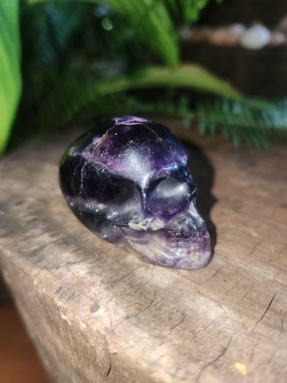Crystals Purple Fluorite Skull Carving