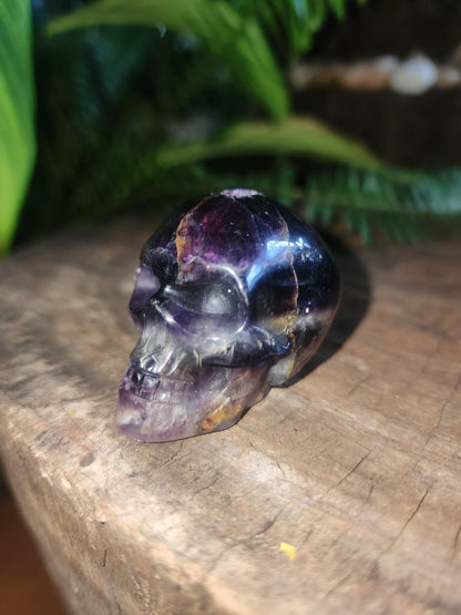 Crystals Purple Fluorite Skull Carving