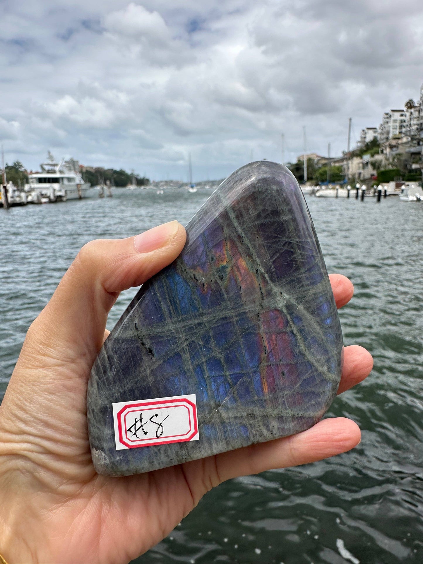 Crystals Purple Labradorite Freeform Polished Slab 476g