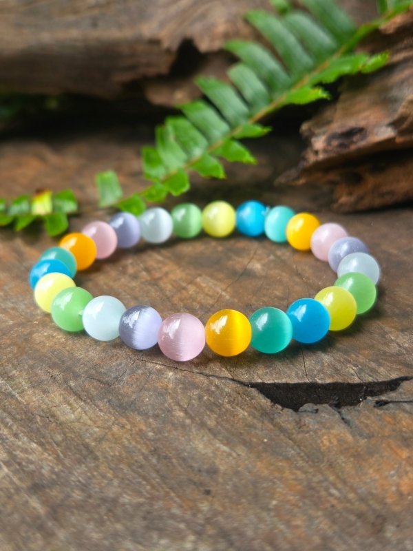 Rainbow Aura Selenite Bracelet - 8mm - Jewellery Australia