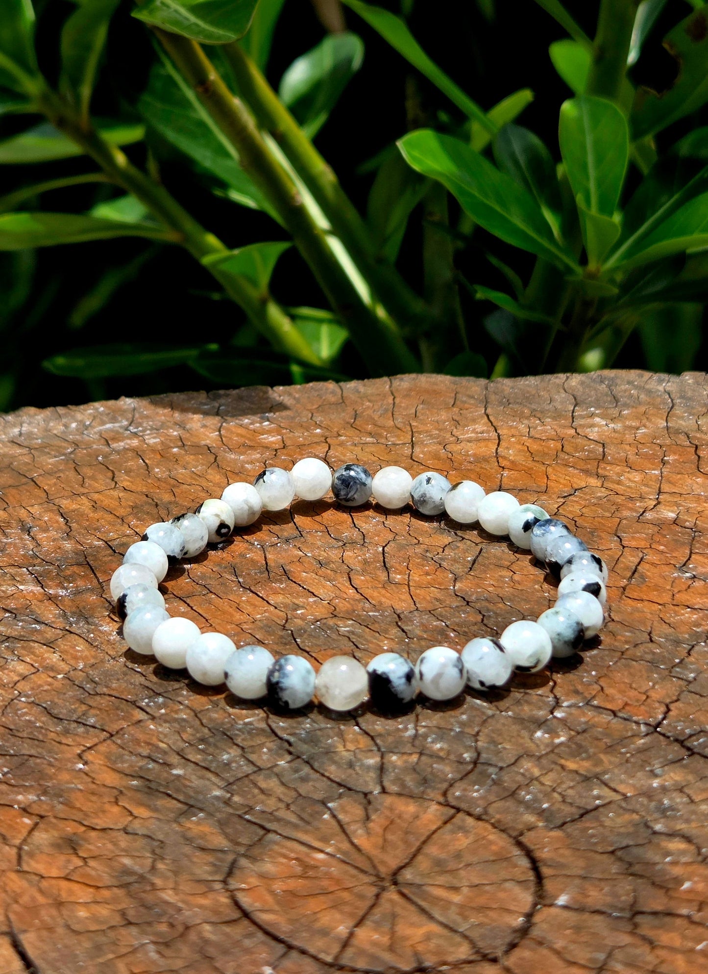 Crystals Rainbow Moonstone Bracelet 6mm