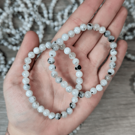Crystals Rainbow Moonstone Bracelet 6mm