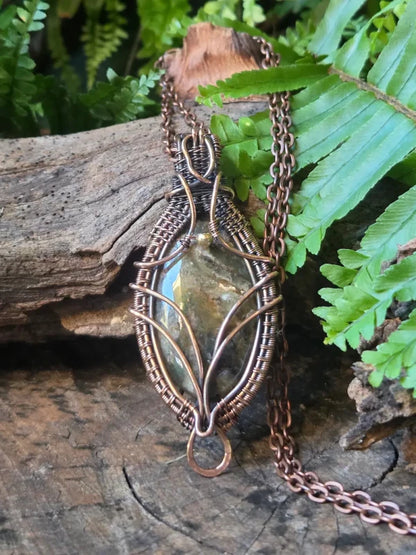 Rainforest Jasper Copper Wire Wrapped Handmade Pendant Necklace - Jewellery Australia