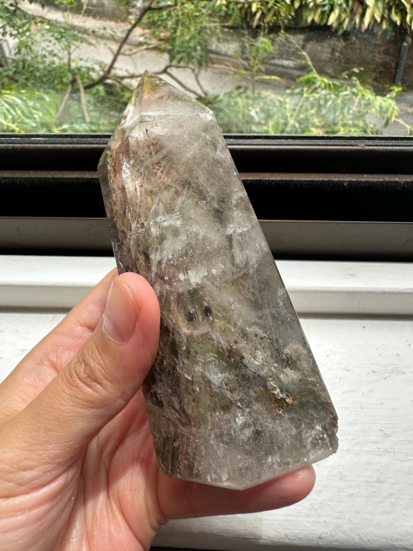 Rare Garden Quartz Lodolite Tower Point - Crystals Australia