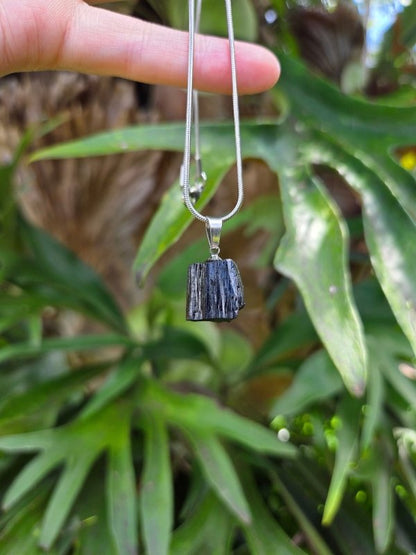 Raw Black Tourmaline Crystal Pendant Necklace - Crystals Australia