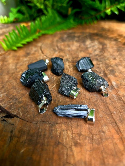 Raw Black Tourmaline Crystal Pendant Necklace - Crystals Australia
