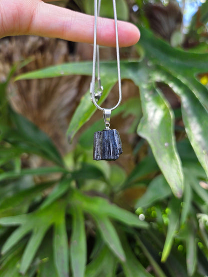 Crystals Raw Black Tourmaline Crystal Pendant Necklace