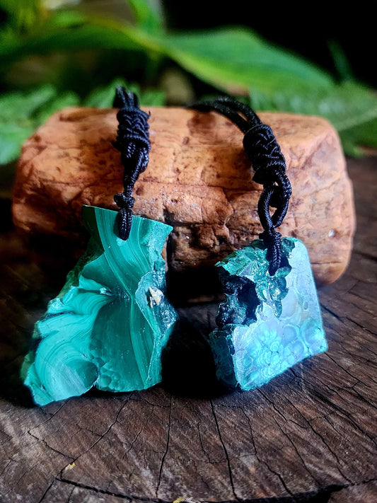Raw Malachite Natural Freeform Necklace Australia