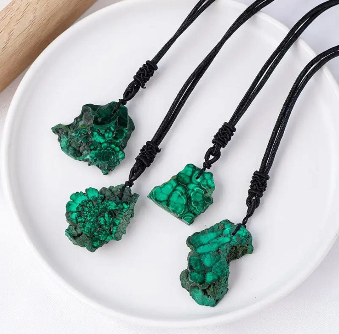 Crystals Raw Malachite Natural Freeform Necklace