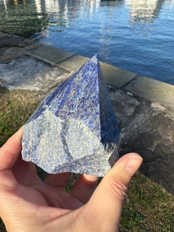 Raw Natural Lapis Lazuli Tower Point - Half Polished - Crystals Australia