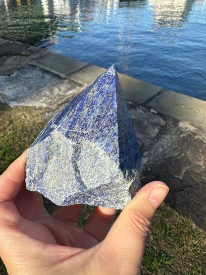 Raw Natural Lapis Lazuli Tower Point - Half Polished - Crystals Australia
