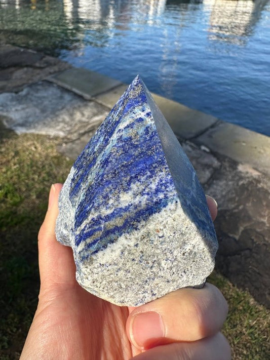 Raw Natural Lapis Lazuli Tower Point - Half Polished - Crystals Australia