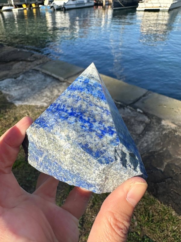 Raw Natural Lapis Lazuli Tower Point - Half Polished - Crystals Australia