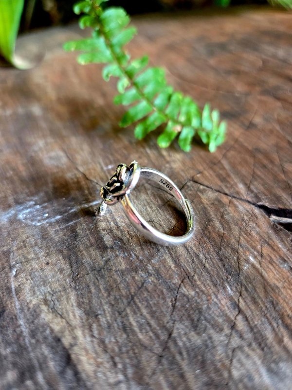 Rose Flower Leaf Ring - Adjustable - Jewellery Australia