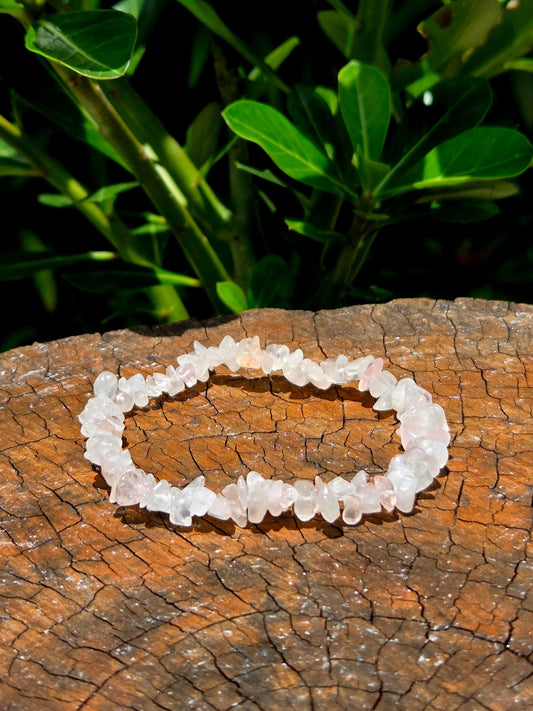 Crystals Rose Quartz Chip Bracelet