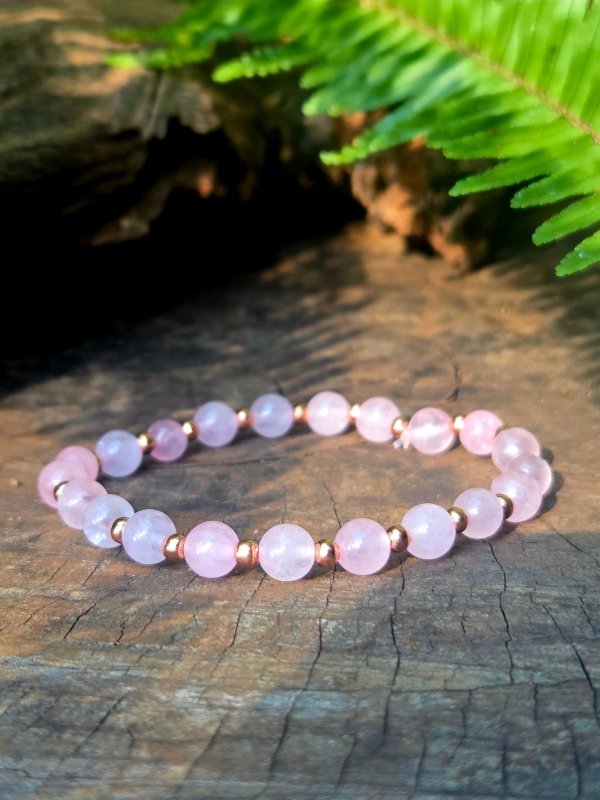 Rose Quartz & Copper Beaded Bracelet - Jewellery Australia