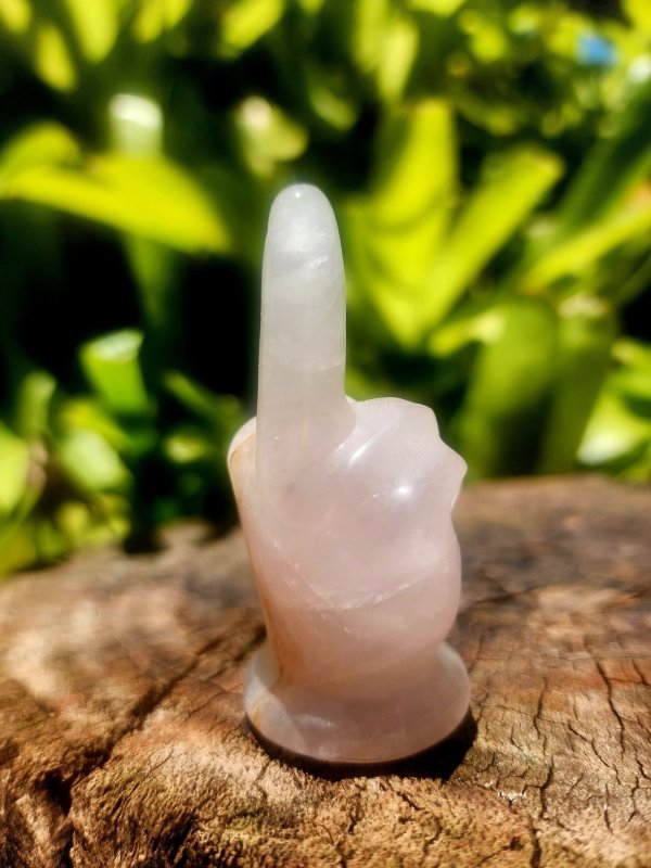 Rose Quartz Finger Carving - Crystals Australia