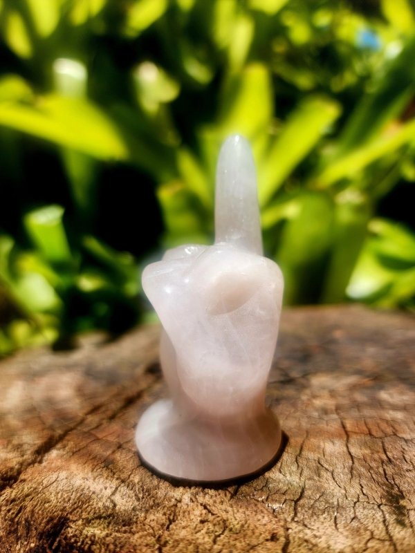 Rose Quartz Finger Carving - Crystals Australia