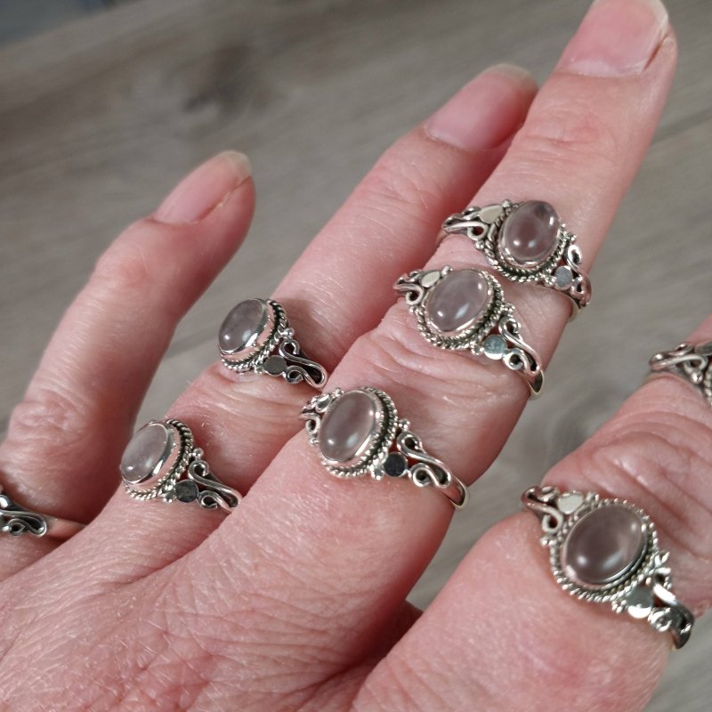 Rose Quartz Ring 925 Sterling Silver - Boho - Jewellery Australia