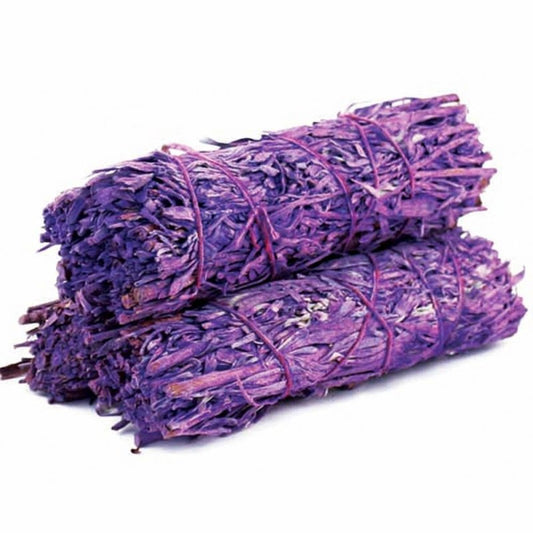 SAGE SMUDGE STICK - Purple Lavender 10cm - Cleansing - Incense Australia