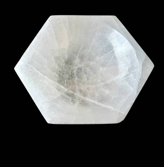Selenite Bowl - Hexagon 12cm - Cleansing & Charging Bowl - Crystals Australia
