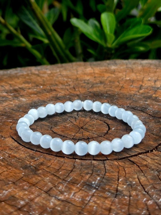 Selenite Bracelet - 6mm - Crystals Australia