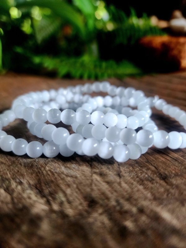 Selenite Bracelet - 6mm - Crystals Australia