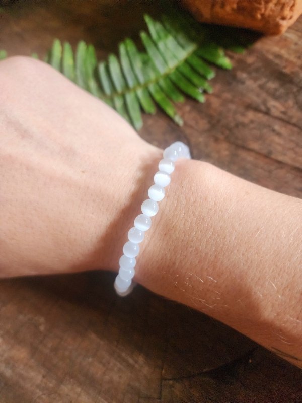 Selenite Bracelet - 6mm - Crystals Australia