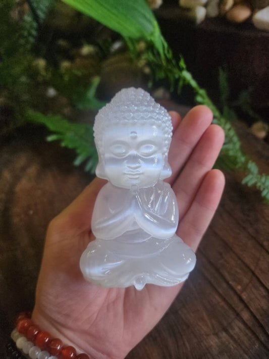 Selenite Buddha Carving - Cleansing & Recharging - Crystals Australia