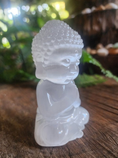 Selenite Buddha Carving - Cleansing & Recharging - Crystals Australia