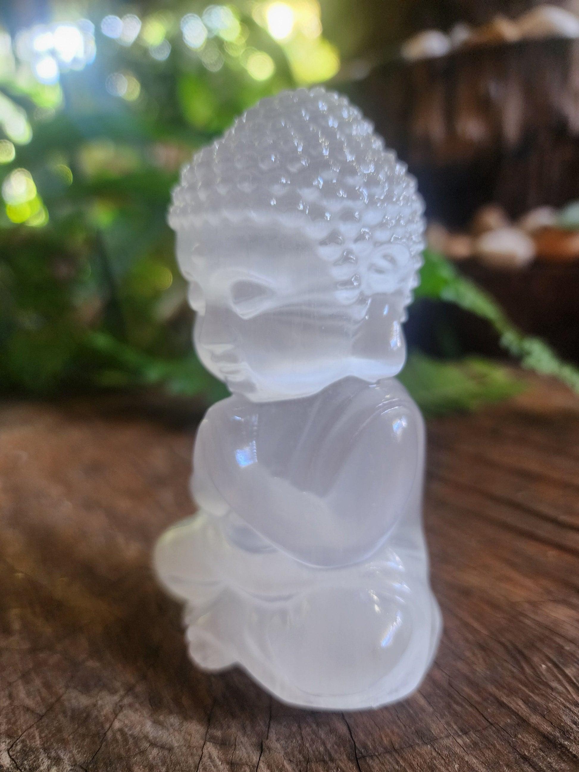 Carving Selenite Buddha Carving Polished