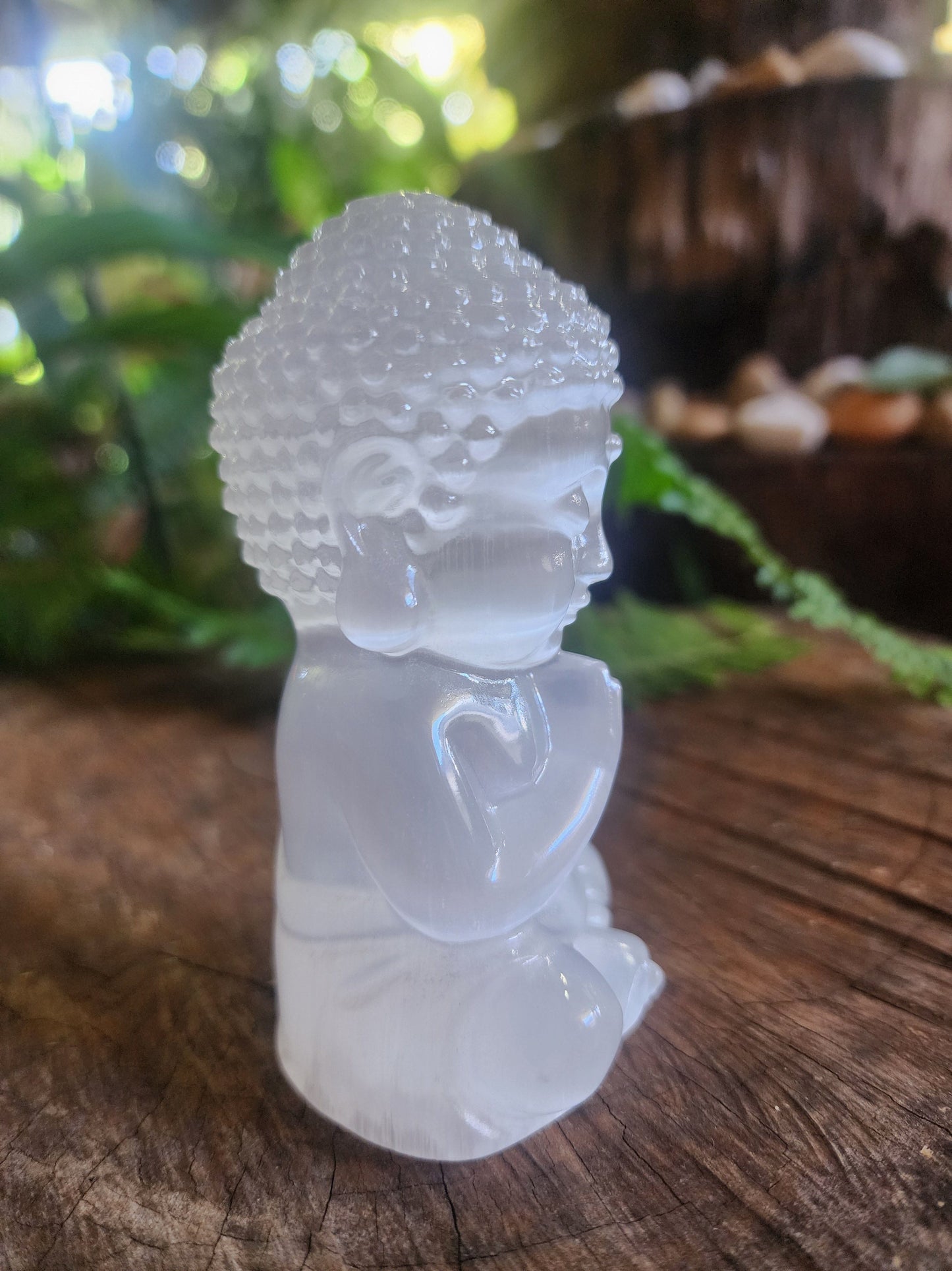 Carving Selenite Buddha Carving Polished