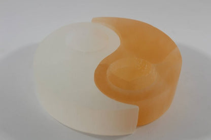 Selenite Candle Holder 13cm - Yin Yang - Cleansing & Decor - Crystals Australia