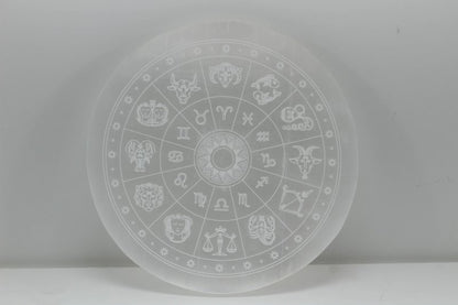 Selenite Charging Plate 14cm - Zodiac - Cleanse & Recharge - Crystals Australia