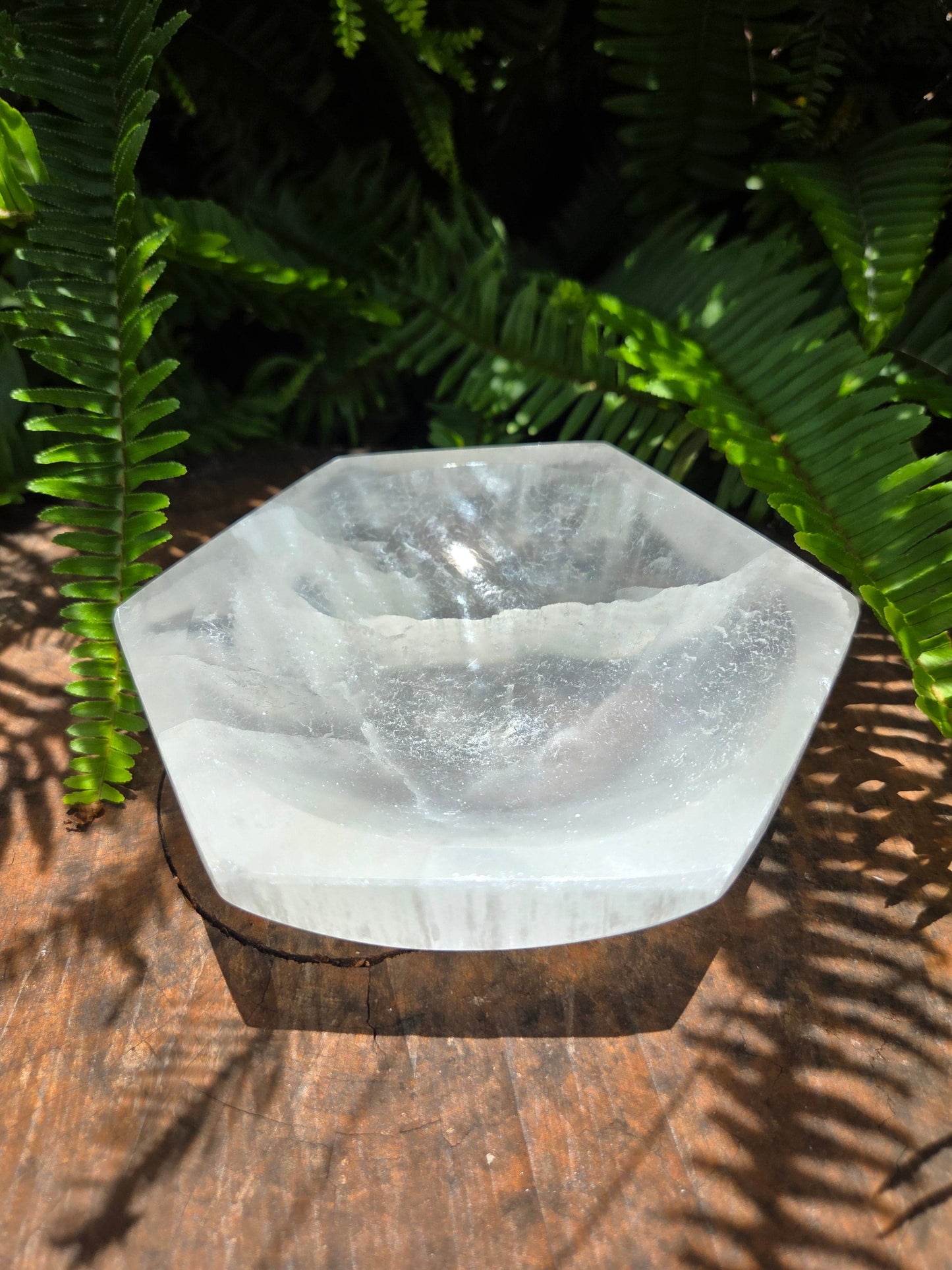Crystals Selenite Crystal Bowl Hexagon - 12cm - Cleansing & Charging Bowl