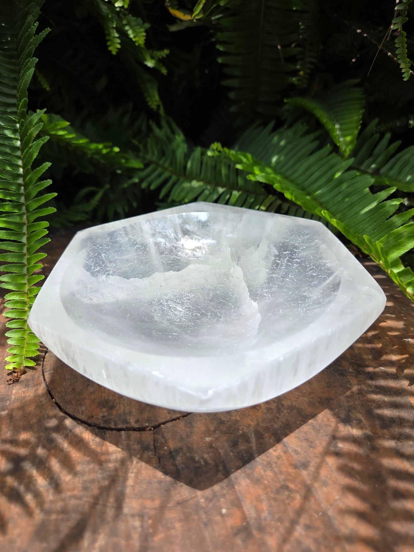 Crystals Selenite Crystal Bowl Hexagon - 12cm - Cleansing & Charging Bowl