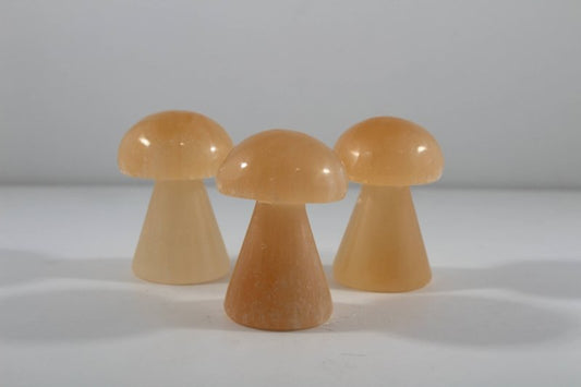 Selenite Mushroom Carving Orange - Cleanse & Recharge - Crystals Australia