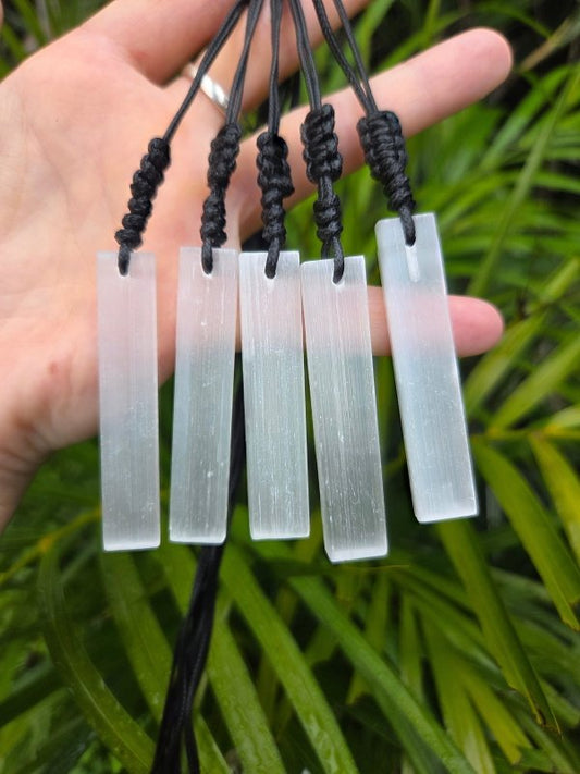 Selenite Pendant Necklace - Natural Gypsum Stick - Jewellery Australia