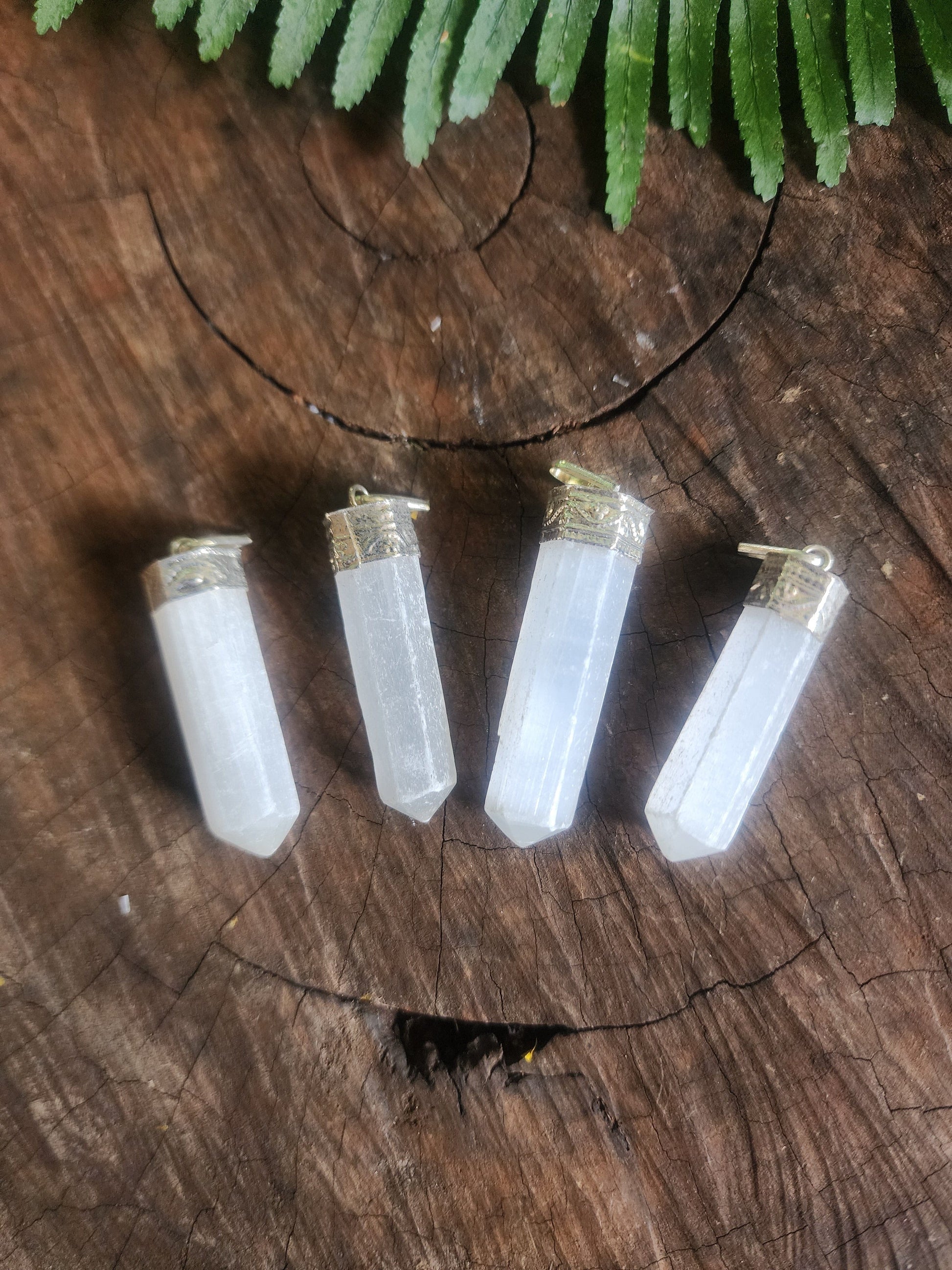 Selenite Pendant Necklace With Black Cord Australia