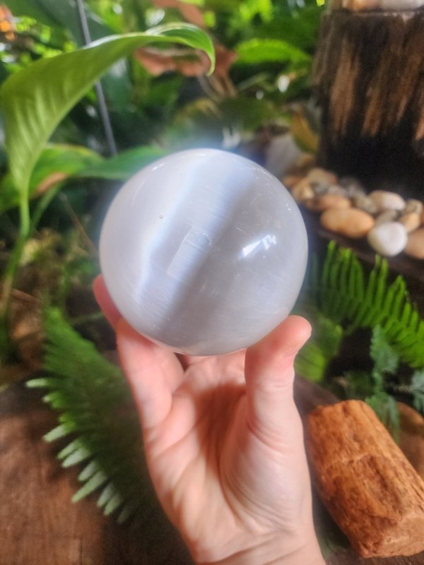 Selenite Sphere 8cm – Cleansing & Recharging - Crystals Australia