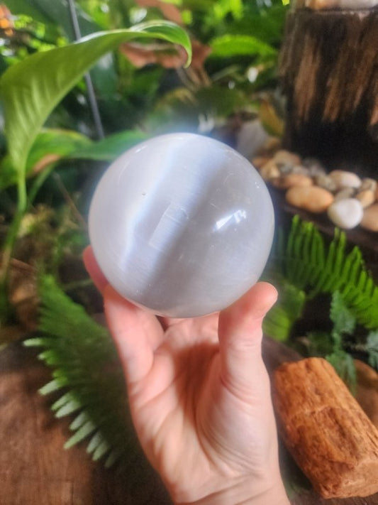 Selenite Sphere 8cm – Cleansing & Recharging - Crystals Australia